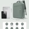 Carry On Backpack for Women Men, 15.6 Inch Laptop Travel Backpack with USB Charging Port, Waterproof Personal Item Backpack Flight Approved, Casual Daypack Backpacks for College Work, Green - Image 4