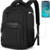 Laptop Backpack for Men Women, Travel Laptop Backpacks with USB A & C Charging Port, Water Resistant School Backpack Computer Bag for Men, 15.6 Inch Laptop Bag for Work Business, Black