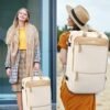 MATEIN Carry on Backpack for Women, 52L TSA Travel Laptop Backpack with USB Charging Port & Shoes Compartment, 17 Inch Extra Large Expandable Flight Approved Computer Bag with 2 Packing Cubes, Beige - Image 7