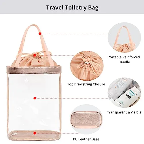 Clear Makeup Bag, Travel Toiletry Bag for Women, TSA Approved Toiletry Bag, Waterproof Clear bag Cosmetic Pouch,Transparent Makeup Organizer, Carry on Airport Airline Compliant - Image 3