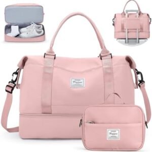 Travel Duffel Bag with Shoes Compartment, Shoulder Weekender Overnight Bag for Women,Travel Tote Bag Sports Gym Bag with Toiletry Bag