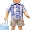 ZITA ELEMENT 22 Pcs 18 Inch Boy Doll Clothes Suitcase Set for 19 Inch Boy Doll Accessories Travel Carrier Storage, Including Suitcase Pillow Blindfold Sunglasses Camera Computer - Image 6