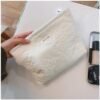 uekeboag White Quilted Cotton Makeup Pouch,Coquette Quilted Toiletry Bag for Women and Girls, Floral Coquette Organizer Bag, Aesthetic Travel Cosmetic Bags(02White Flower) - Image 5