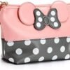 AHOLICSHOP 2 Pcs Cartoon Leather Travel Makeup Handbag, Cute Portable Cosmetic bag Toiletry Pouch for Women Teen Girls Kids (Black & Pink) - Image 3