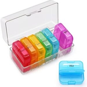 GREENCYCLE Weekly Pill Organizer 7 Day 2 Times a Day, AM PM Portable Travel Daily Compartments Pill Cases for Pills Vitamin Fish Oil Supplements, BPA Free Pill Box, Easy to Clean