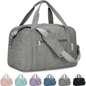Carry on Bag Underseat for Airplane with Wet Pocket Spirit Airlines Personal Item Bag 18x14x8 Travel Duffel Bag Weekender Overnight for Women and Men (Grey)