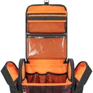 Prokva Tactical Toiletry Travel Bag for Men, Hanging Dopp Kit Hygiene Bag Shower Organizer with Hook for Toiletries and Shaving Care, Black (Empty Bag)