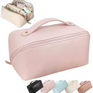 Large Capacity Travel Cosmetic Bag with Handle and Divider - Multifunctional Makeup Bag for Easy Access, Waterproof