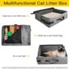 Portable Cat Travel Litter Box with Lid, No Smell, Leak-Proof Collapsible Travel Litter Box Set for Cat, Easy to Carry, Easy to Use in Hotels and Car (M,Gray) - Image 5