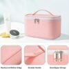 Makeup Bag Portable Travel Cosmetic Bag for Women, Beauty Zipper Makeup Organizer PU Leather Washable Waterproof (Pink) - Image 4