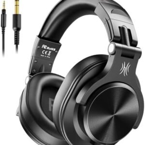 OneOdio A70 Bluetooth Over Ear Headphones, Wireless Headphones w/ 72H Playtime, Hi-Res, 3.5mm/6.35mm Wired Audio Jack for Studio Monitor & Mixing DJ Guitar AMP, Computer Laptop PC Tablet - Black