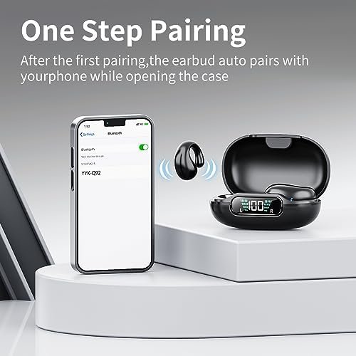 Open Ear Clip Headphones, Wireless Earbuds Bluetooth 5.3 Sports Earphones Built-in Mic with Ear Hooks, 36H Playtime Charging Case LED Display, IP7 Waterproof Fitness Ear Buds for Exercise - Image 5