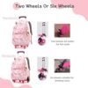 Rolling Backpack for Girls Elementary School Students with Wheels Bookbags Kids trolley Tie Rod Schoolbag Teens Travel Bag - Image 3