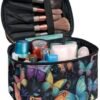 Colorful Butterfly Makeup Bag Skincare Bag Large Capacity Travel Toiletry Bag Easy to Take Can Hold Makeup Brushes Skincare with Handle for Jewelry, Lipstick, Cosmetic Box - Image 2