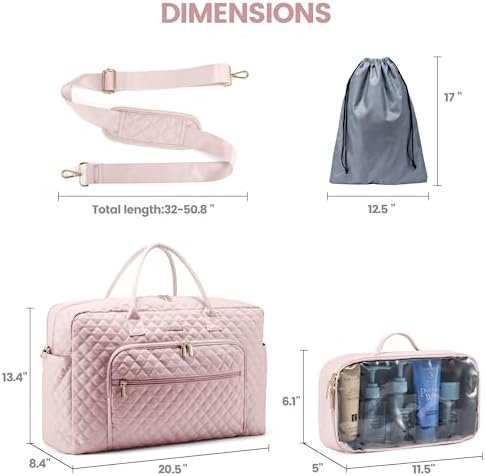 LOVEVOOK Travel Duffle Bag, Weekender Bag for Women with Toiletry Bag, Carry on Overnight Bag with Laptop Compartment for Yoga, Gym with Wet Pocket, Shoe Bag, Hospital Bag for Labor and Delivery, Pink - Image 5