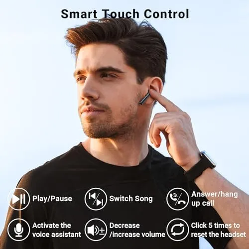 Wireless Earbuds, Bluetooth 5.3 Headphones HiFi Stereo & 4 ENC Mic, 42H Playtime Ear Buds with Charging Case LED Display, Bluetooth Earphones IPX7 Waterproof for iOS Android Earpods Sports Workout - Image 7