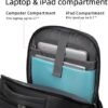 DUSLANG 17 Inch Laptop Backpack for Travel Water Resistant College Backpack for Men Laptop Bag with USB Charging Port,Black - Image 3