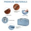 stona Travel Makeup Bag for Women, Large Capacity PU Leather Waterproof Checkered Cosmetic Bags, Portable Pouch Open Flat Toiletry Bag, Make up Organizer with Divider and Handle - Image 4