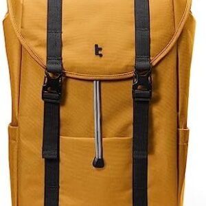 tomtoc Flap Laptop Backpack, Lightweight, Water-Resistant Casual Daypack, Durable Work-pack, Vintage Classic Rucksack for 13-15.6 Inch Laptop, perfect for Campus, Street, 22L Yellow