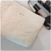 uekeboag White Quilted Cotton Makeup Pouch,Coquette Quilted Toiletry Bag for Women and Girls, Floral Coquette Organizer Bag, Aesthetic Travel Cosmetic Bags(02White Flower) - Image 4
