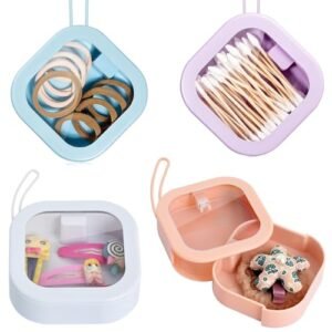 Hair Tie Organizer 4PCS,Small Hair Tie Holder Portable Hair Accessory Storage Containers for Travel,Bobby Pin Holder for Storage Small Items Organizer Like Floss Sticks,Hair Clips,Q-Tips