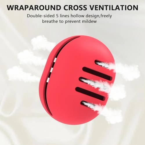 Fauxomor Makeup Sponge Holder,Double-sided 5-line Vented Silicone Beauty Blender Holder for Travel,Shatterproof Make Up Sponge Travel Case for All Sponges Sanitary Reuse Easy to Carry,Red - Image 3