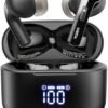 TOZO T20 Wireless Earbuds Bluetooth Headphones 48.5 Hrs Playtime, IPX8 Waterproof, Dual Mic Call Noise Cancelling with Wireless Charging Case Black