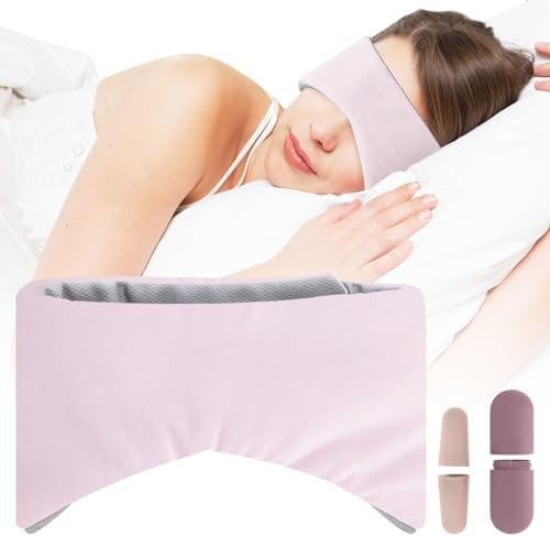 Double Sided Large Covers Sleep Eye Mask Ice Wire Sound-Proof Sleep Mask Warm and Cool Double Sided for Women Men Sleeping (Pink)