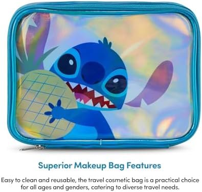 Disney Lilo and Stitch Cosmetic Case Set - Girls, Boys, Teens, Adults - Officially Licensed Lilo and Stitch Travel Cosmetic Case 3 Piece Set (Blue) - Image 7