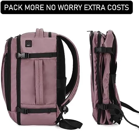 ECOHUB Travel Backpack 16'' Personal Item Backpack with 13 Pockets Carry on Bags for Airplanes Travel bags for Women Men Airlines Approved Small Backpack with USB Port Casual Daypack Pink - Image 4