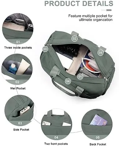 Carry On Bags For Airplanes,Travel Duffel Bags With Trolley Sleeve,Sport Gym Bags Waterproof Swimming Yoga Bags For Women,Duffel Bags For Traveling(Army Green) - Image 4