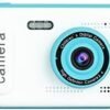 1080P Mini Kids Digital Camera Digital Video Camera for Kids Dual Lens 2.4 Inch IPS Screen Built-in Battery Cute Photo Frames Interesting Games with Neck Strap Birthday