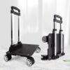 Backpack Trolley Wheeled Cart-Backpack Hand Truck with Luggage Strap,Aluminium Alloy Folding Trolley Cart for Bags Backpack Travel Luggage Cart - Image 6