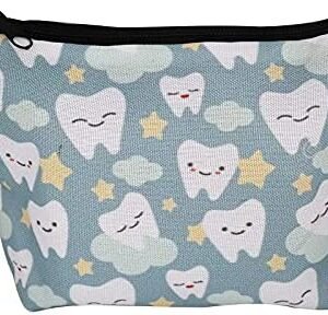 YOUYA DENTAL Cosmetic Bag for Women, Makeup Bags Adorable Teeth Pattern Roomy Portable Travel Toiletry Bag Makeup Pouch Organizing Small Items Accessories Organizer Cute Gifts