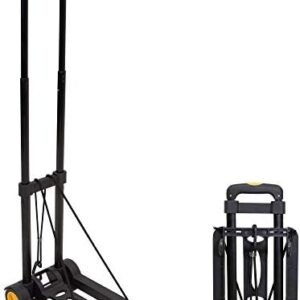Mount-It! Folding Luggage Cart and Dolly | 77 Lb Capacity | Portable Lightweight Luggage Trolley Cart with Telescoping Handle and 4 Rubber Wheels | Steel Frame