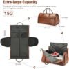 STOVER Convertible Garment Bag, Leatheret Carry on Travel Duffel Bag with Shoe Compartment for Men Women - 2 in 1 Hanging Suit Bag (Brown) - Image 4