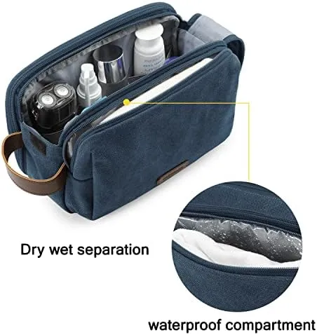 BAGSMART Toiletry Bag for Men, Canvas Travel Toiletry Organizer Dopp Kit Water-resistant Shaving Bag for Toiletries Accessories,Navy Blue-Medium - Image 3