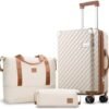 LUGGEX Carry On Luggage 22x14x9 Airline Approved - 35L Polycarbonate Expandable Hard Shell Suitcase with Duffle Bag (Beige, 20/Duffle/Toiletry) - Image 2