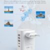 European Travel Plug Adapter, US to Europe Plug Adapter with 2 US Outlets, 3 USB-A & 2 USB-C Ports, Detachable Type C Outlet Adapter Charger for Most of Europe Italy Spain Iceland Portugal (X232C) - Image 5
