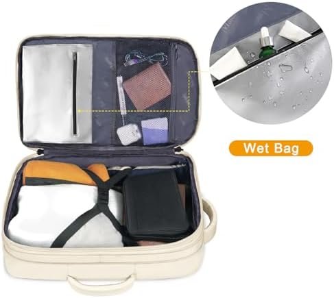 MATEIN Carry on Backpack for Women, 50L TSA Travel Backpack with Wet Bag Expandable Airline Approved Suitcase Backpack, Large Personal Item Bag Water Resistant Daypack for Business Weekender, Beige - Image 4