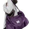Weekender Bags for Women,Travel Duffel Bag,Overnight Weekend Carry On Personal Item Bag with Wet Pocket & Trolley Sleeve,Gym Bag,Dark Purple - Image 7