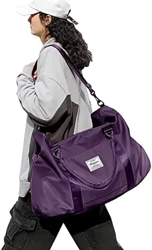 Weekender Bags for Women,Travel Duffel Bag,Overnight Weekend Carry On Personal Item Bag with Wet Pocket & Trolley Sleeve,Gym Bag,Dark Purple - Image 7