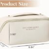 DOFOWORK Makeup Bag - Make up Bag for Women, Travel Makeup Bag with Divider and Handle, Washable Waterproof Comestic Bag PU Leather, Open Flat - White - Image 3