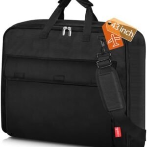 MISSLO Carry On Garment Bags for Travel with Shoulder Strap 43'' Suit Bags for Men Travel 2 in 1 Waterproof Suit Cover Bags with 3 Pockets Hanging Clothes Bag for Business Trip, Black