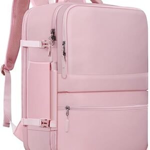 Z-MGKISS Travel Backpack for Women, 17 Inch Flight Approved Carry On Backpack, Outdoor Sports Rucksack 40L Casual Daypack, Sturdy Hiking Backpack, Business Weekender Overnight Laptop Backpack, Pink
