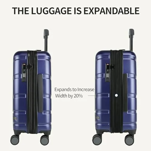 VANKEAN Carry On Luggage with Spinner Wheels & TSA Lock, Expandable Hard Shell Suitcase airline approved,20 Inch Carry-On,Navy - Image 3