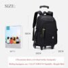 EKUIZAI Solid Color Trolley Backpack Schoolbag for Middle School Students Elementary Rolling Bag Daypack for Teen Boys - Image 2