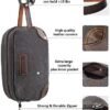 emissary Travel Toiletry Bag for Men, Leather and Canvas Toiletry Bags, Dopp Kit for Men, Travel Bathroom Bag Men's Shaving Kit, Travel Kit Small Bag for Men, Shaving Bag for Travel Accessories (Gray) - Image 2