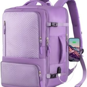ANTERK Travel Backpack for Women, 45L Carry On Backpack for Airplanes, Hiking Waterproof Outdoor Sports Luggage Expandable Daypack Fit 17 Inch Laptop with USB Charging Port & Shoes Compartment, Purple
