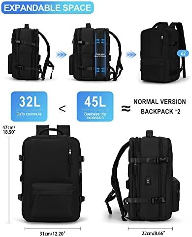 VGCUB Large Travel Backpack Bag for Women Men,Carry on Backpack,17 Inch Laptop Business Work Waterproof Backpack with Laptop Compartment,Person Item Flight Approved,Mochila de Viaje,Black Expandable - Image 3
